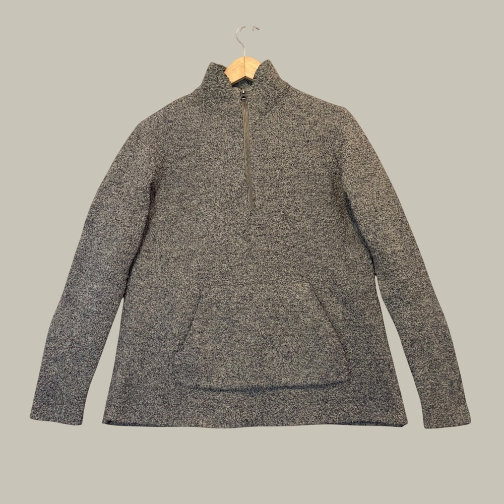 Natural Reflections Pullover Women Medium Tan Boucle Quarter Zip Kangaroo Pocket